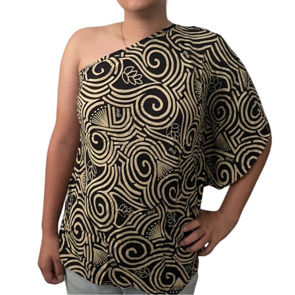 Hina Hawaiian Tunic Top One Shoulder Aloha Wear Small